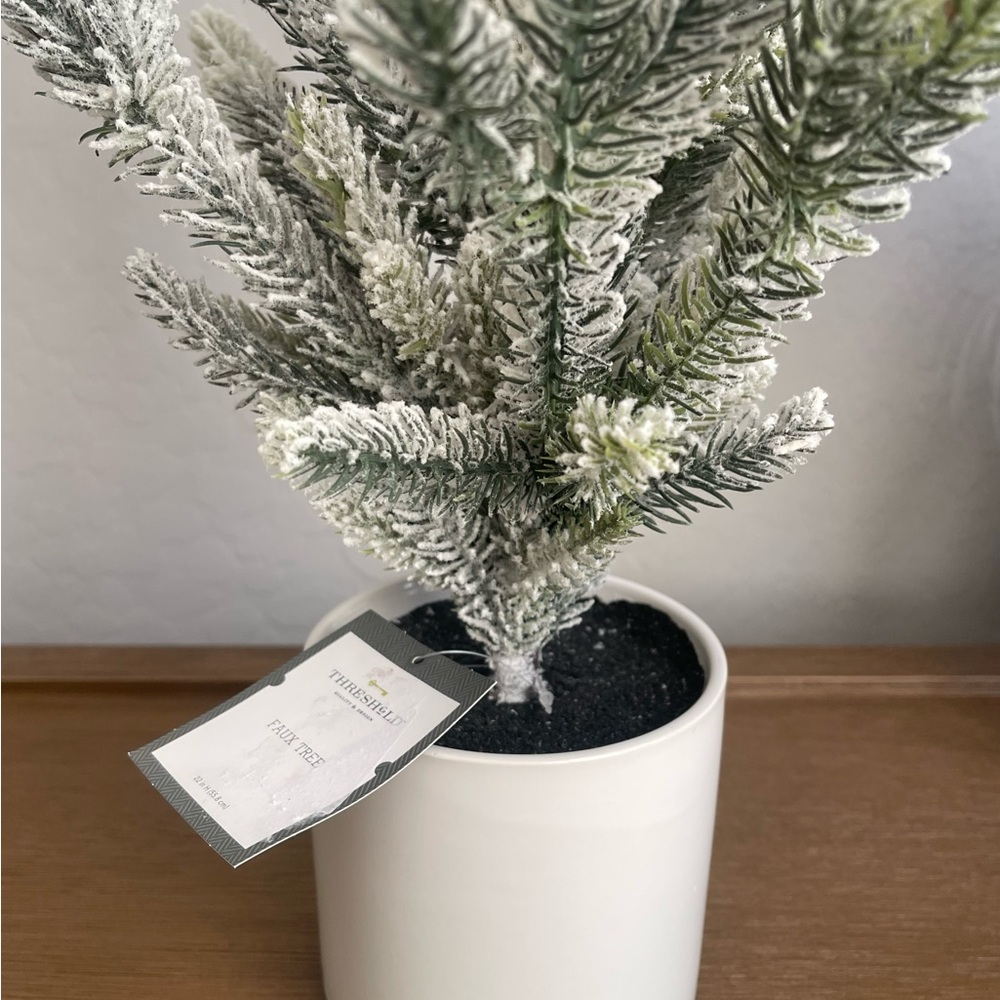 Threshold 22" Artificial Potted Mini Christmas Tree White Snowy - Picture 7 of 8